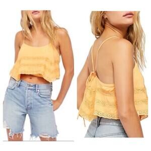 NWT Free People Home Again Tie Back Crop Cami Orange S